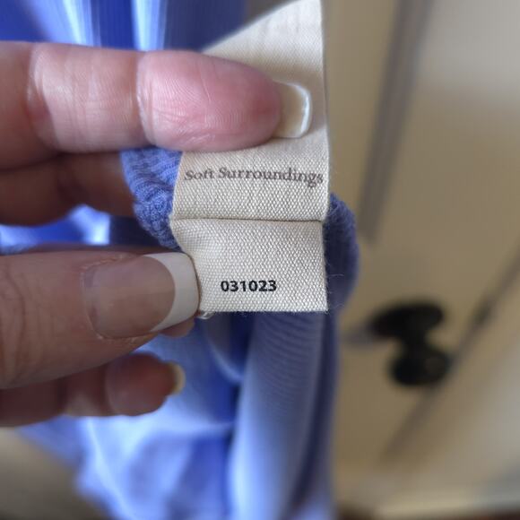 Soft Surroundings Women’s Dress Medium Blue Maxi 3/4 Sleeve Scoop Neck Lounge - Picture 6 of 8